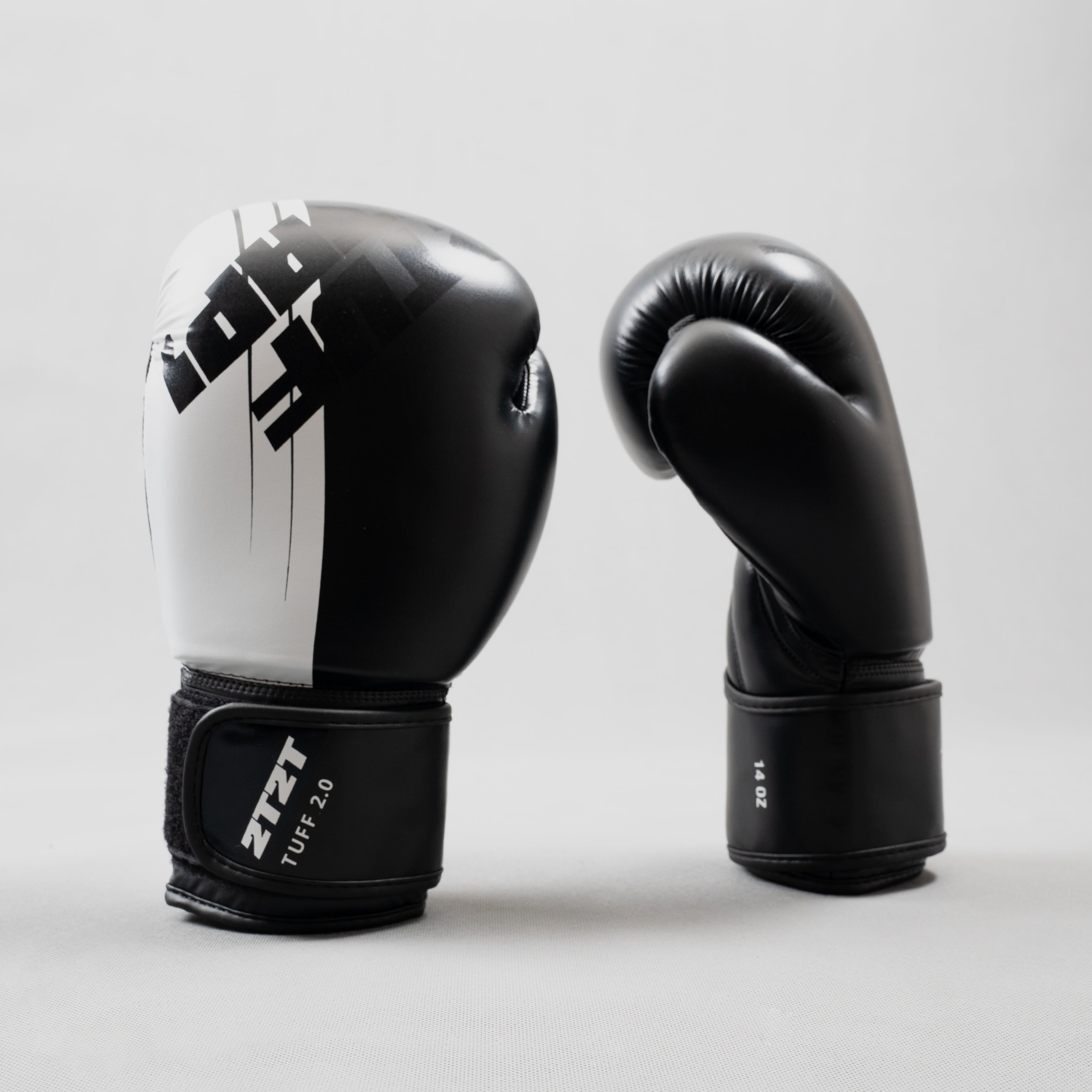 Tuff 2.0 Boxing Gloves - Premium White/Black, Enhanced Wrist Support