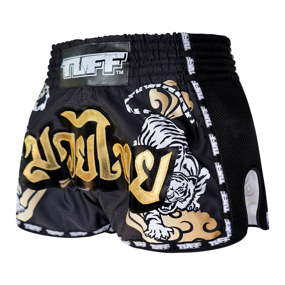 Double Tiger With Gold Text Kids - Muay Thai Short