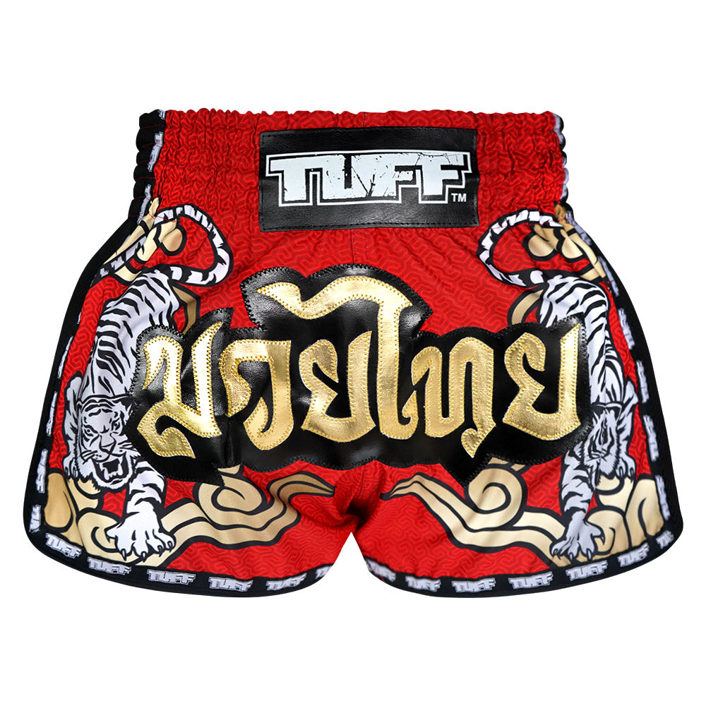 Kids Double Tiger With Gold Text - Muay Thai Short